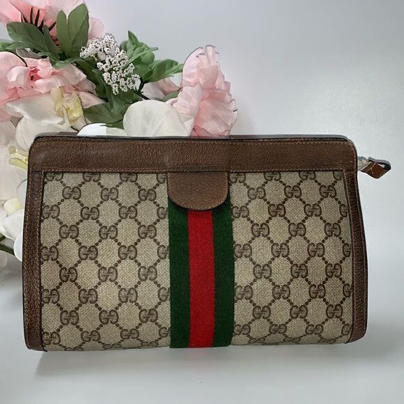 💎Authentic💎 GUCCI Sherry Line GG Logo Clutch Bag - Picture 2 of 14